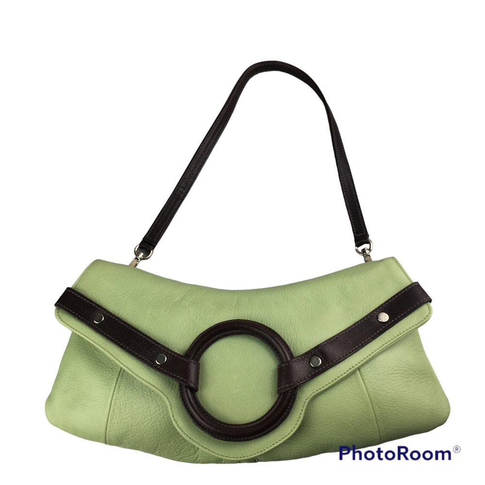 Christopher Kon  green retro leather saddle satchel bag with removable straps